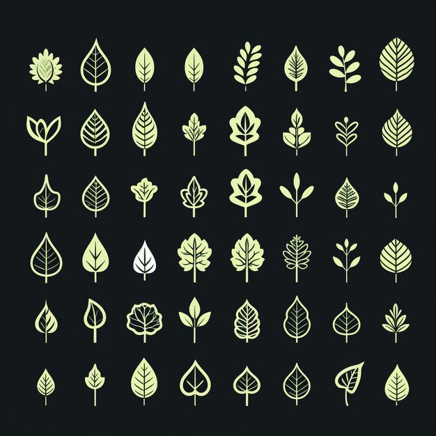 Photo a collection of green leaves with the word leaf on them