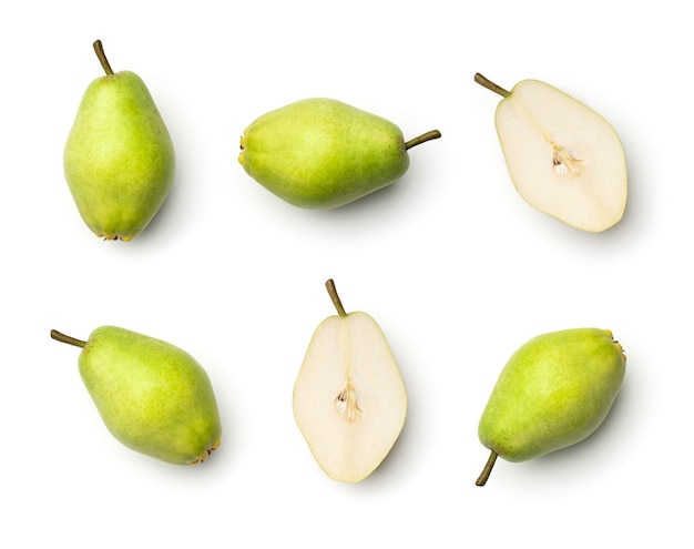 Collection of green pears isolated on white