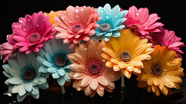 Collection of Grunge Oil Painted Gerbera Daisies