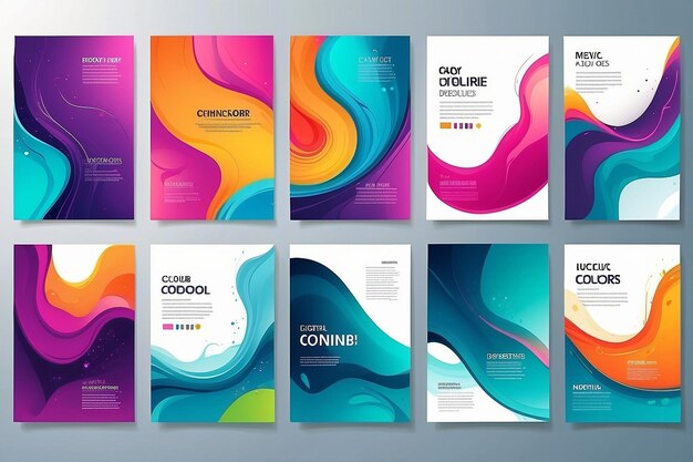 Collection of halftone abstract posters fashion design Colorful gradient covers