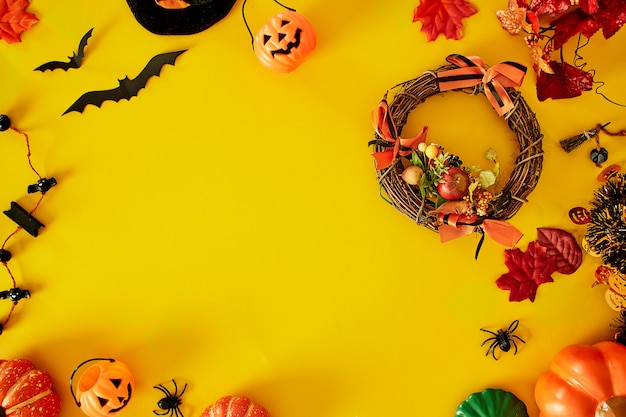 Collection of Halloween party objects forming a frame