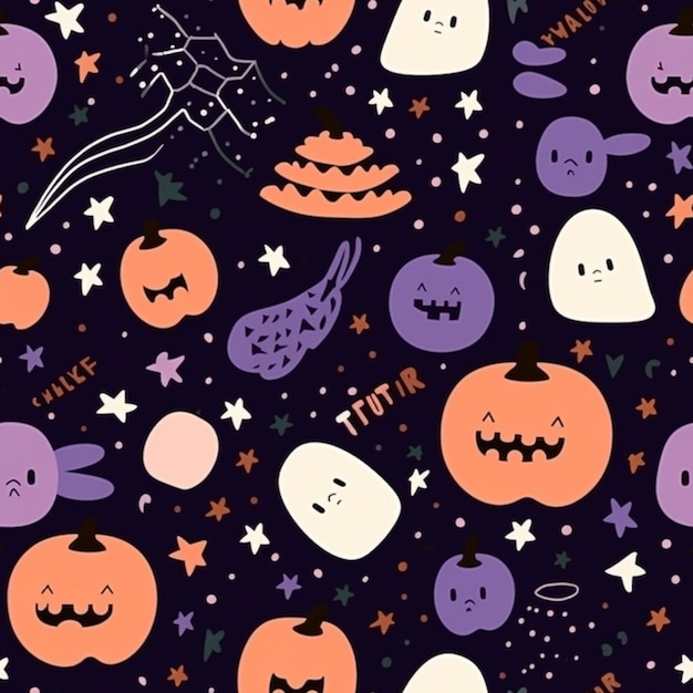 A collection of halloween wallpapers with pumpkins and the words halloween on the bottom.