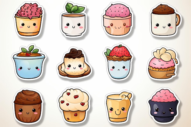 Photo collection of hand drawn food sticker clipart set illustration