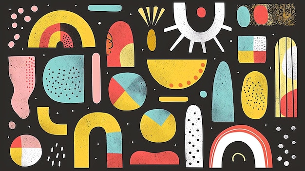 A collection of handdrawn abstract shapes and illustrations