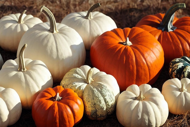 Collection of handmade plaster pumkins