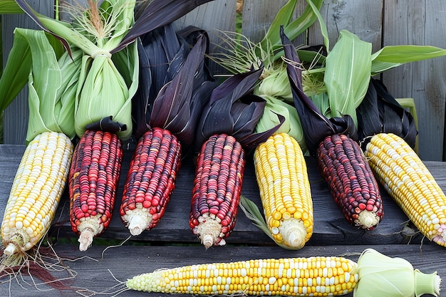 A collection of heirloom corn varieties