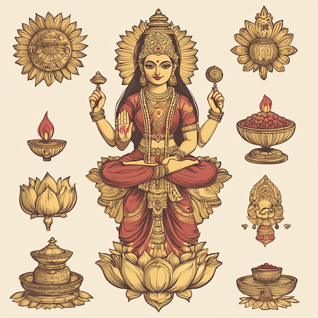 Photo collection of hindu god goddess lakshmi elements