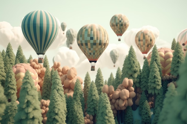 A collection of hot air balloons in the sky.