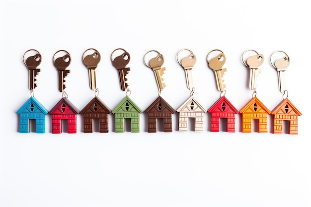 collection of house keys on a keychain