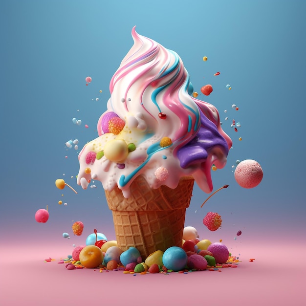 a collection of ice cream illustrations with fruit pudding on top that makes you want to try it