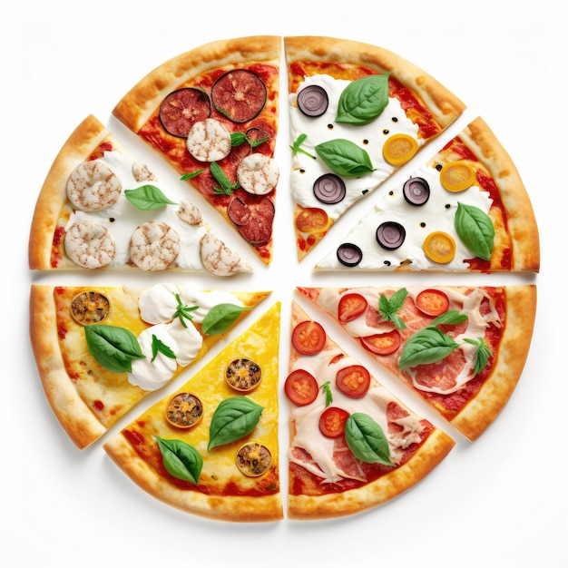 Collection of icon pizza white background Made by AIArtificial intelligence