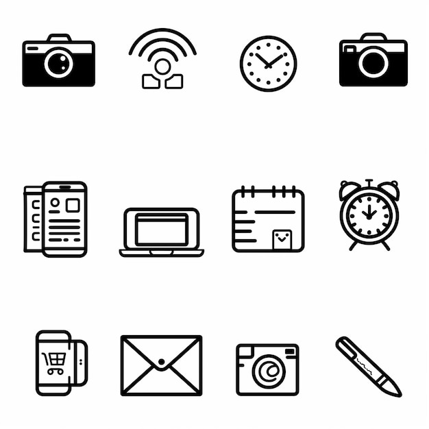 a collection of icons including a camera phone and a digital camera