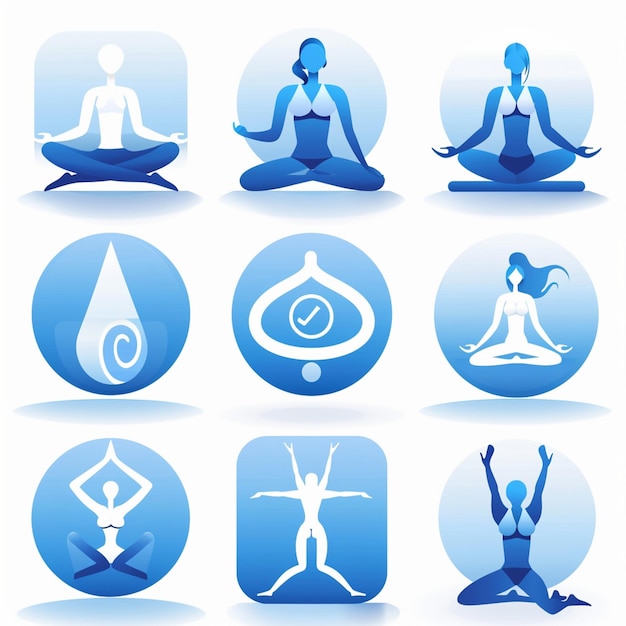 Photo a collection of icons including meditating and meditates