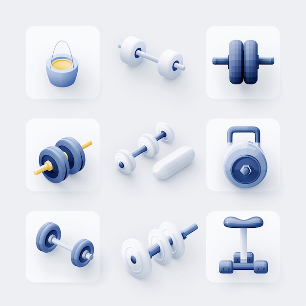 Photo a collection of icons including a set of dumbbells