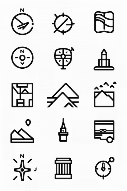 коллекция икон, включая лыжи, снег и горы