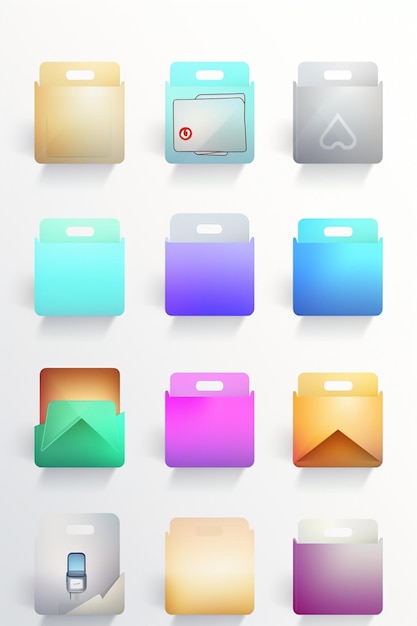 A collection of icons for a mobile app.