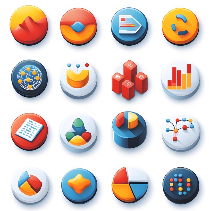 Photo 資料表數據庫結構和分析圖表的圖像集,包括資訊管理數據可視化和統計分析的圖像