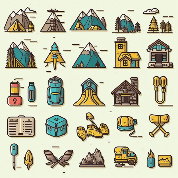 A collection of icons for a travel agency.