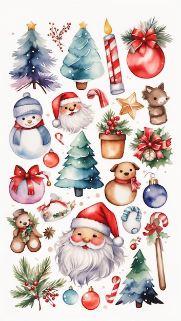 collection of illustrations of Christmas and winter themed stickers 8