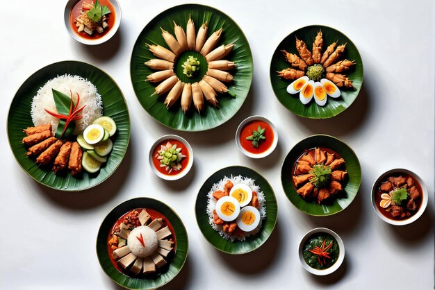 Photo a collection of illustrations of delicious indonesian dishes suitable for restaurant menus or banne
