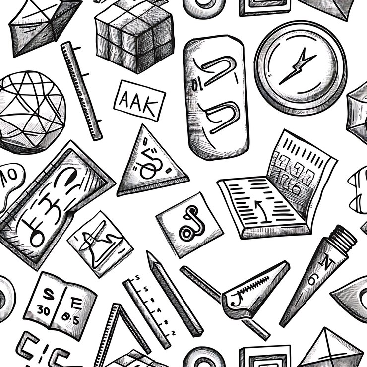 Photo a collection of illustrations including the word quot numerals quot and the word quot on the white b