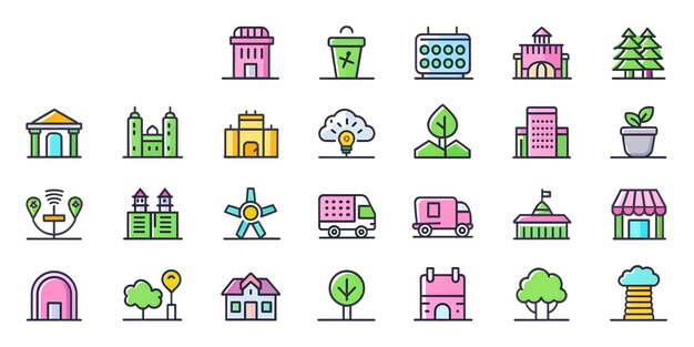 a collection of illustrations with different icons including one that says the house of the house ic