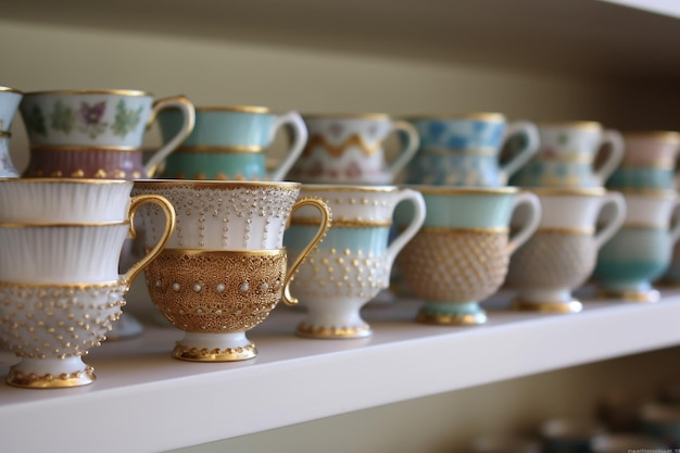 a collection of intricate and delicate porcelain AI generated