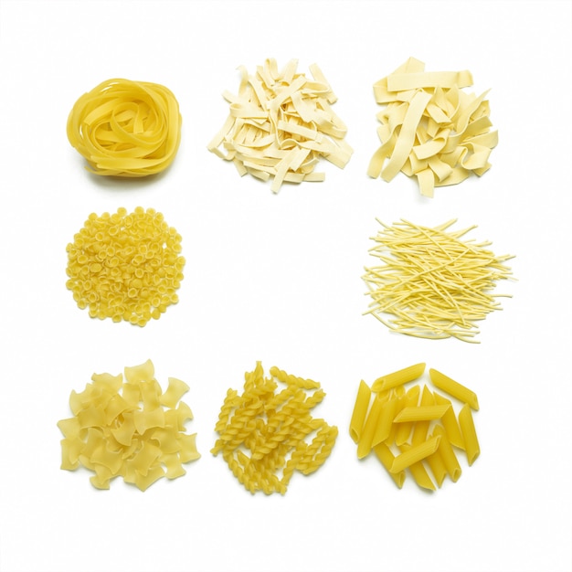 Collection of italian pasta isolated