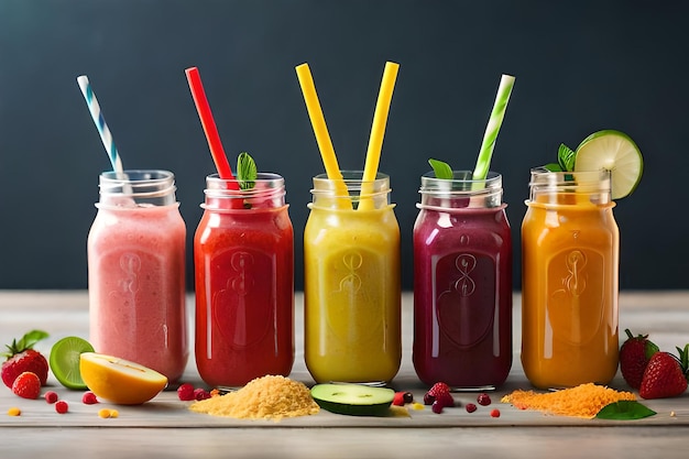 a collection of juices with the letters b on them