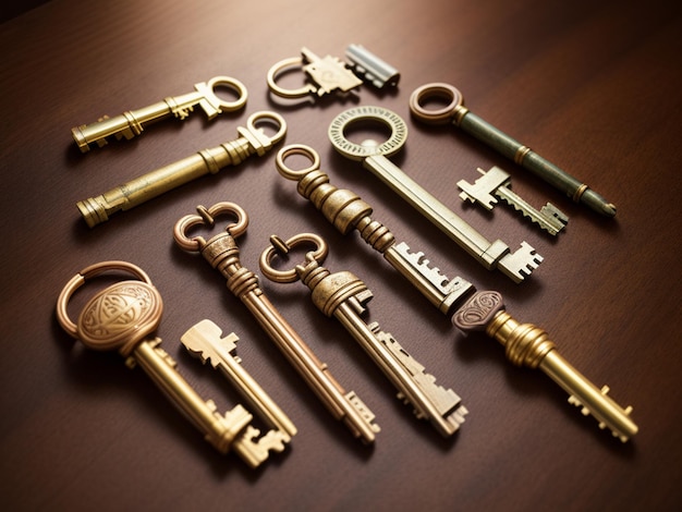 A collection of keys on a table