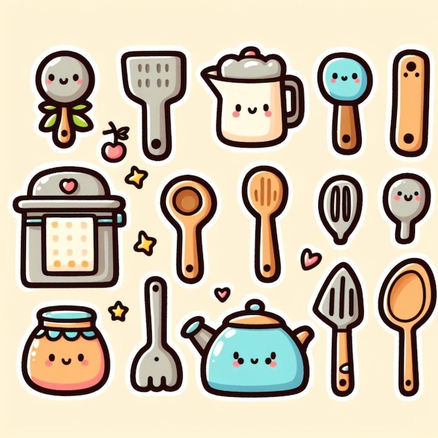 a collection of kitchen utensils including a jar of kitchen utensils