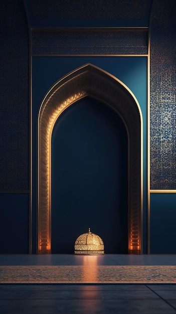 A collection of Lanterns for Ramadan Kareem on a blue background