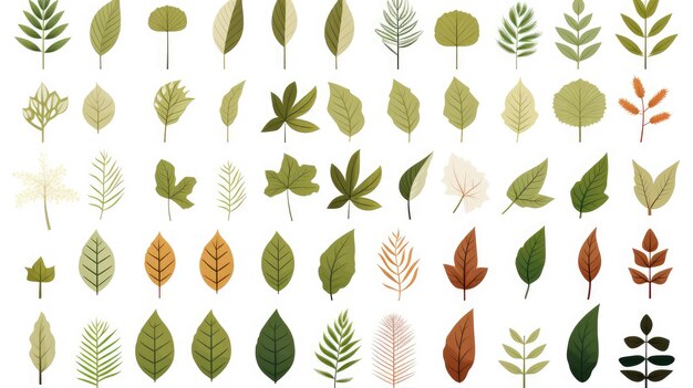 Коллекция листьев зеленого цвета много листьев вектор