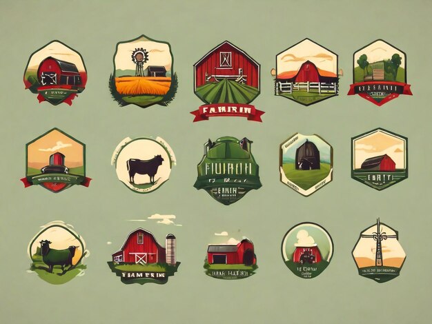 a collection of logos including farm and farm