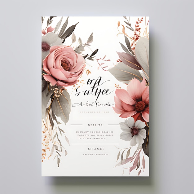 Collection Modern Calligraphy and Floral Wedding Invitation Card Rectan illustration idea design