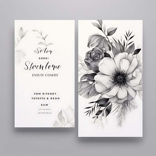 Collection Modern Monochromatic Wedding Invitation Card Square Shape Ma illustration idea design
