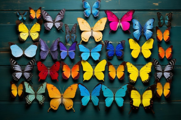 Photo collection of multicolored butterflies