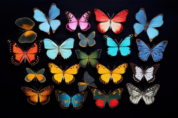 Collection of multicolored butterflies