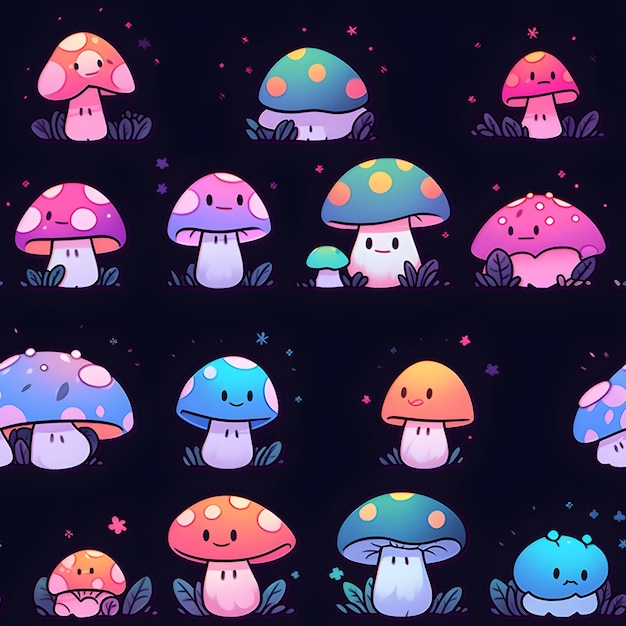 A collection of mushrooms with different colors and the words'mushroom'on the bottom
