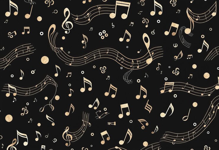 Photo a collection of music notes and music
