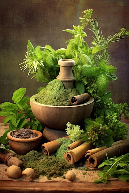 collection of natural herbs and spices