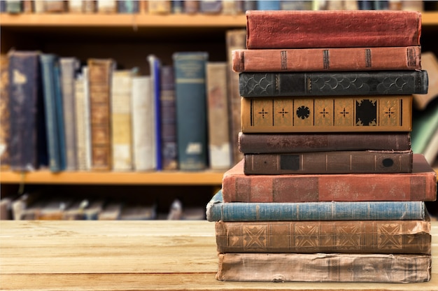 Collection of old books  on background