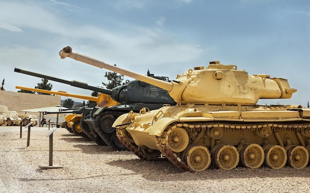 Collection of old tanks and armored vehicles in Israel