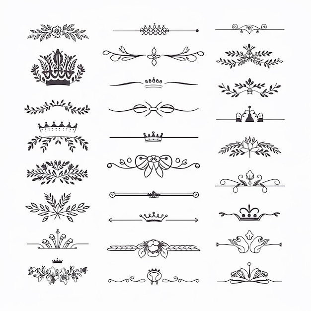 Photo a collection of ornate design elements primarily in the form of decorative dividers or borders