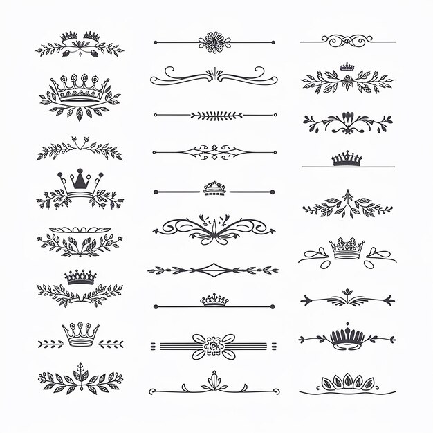 Photo a collection of ornate design elements primarily in the form of decorative dividers or borders