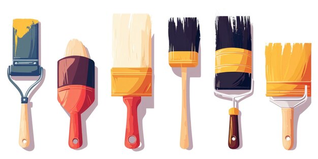 Photo a collection of paint brushes in various colors perfect for artists and creatives looking to add a pop of color to their work