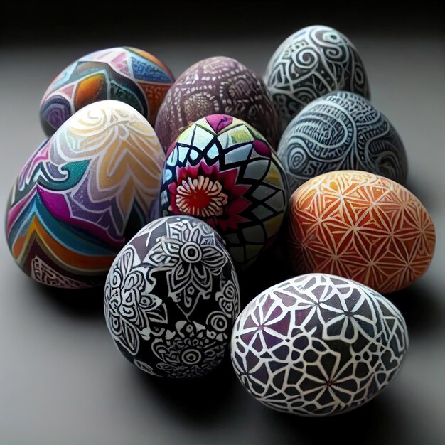 A collection of painted easter eggs