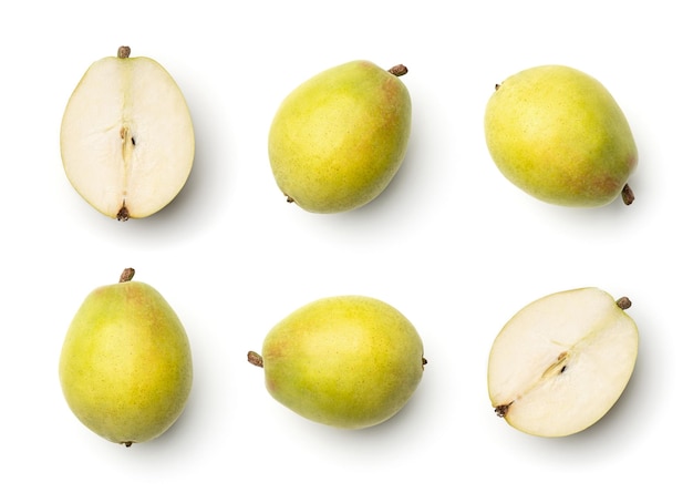 Collection of pears isolated on white background Set of multiple images Part of series