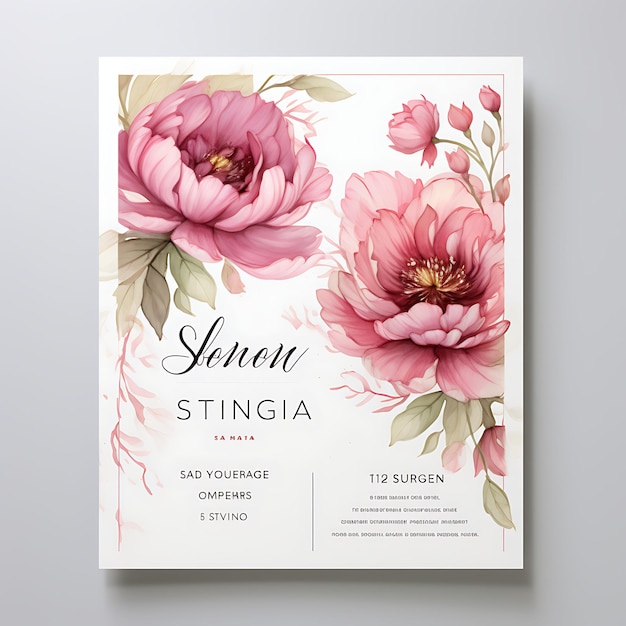 Photo collection peony splendor invitation card scallop shape lokta paper mat illustration idea design