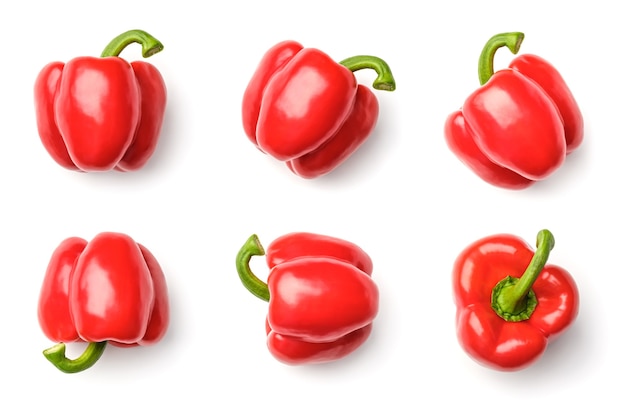 Collection of peppers isolated on white background. Set of multiple images. Part of series